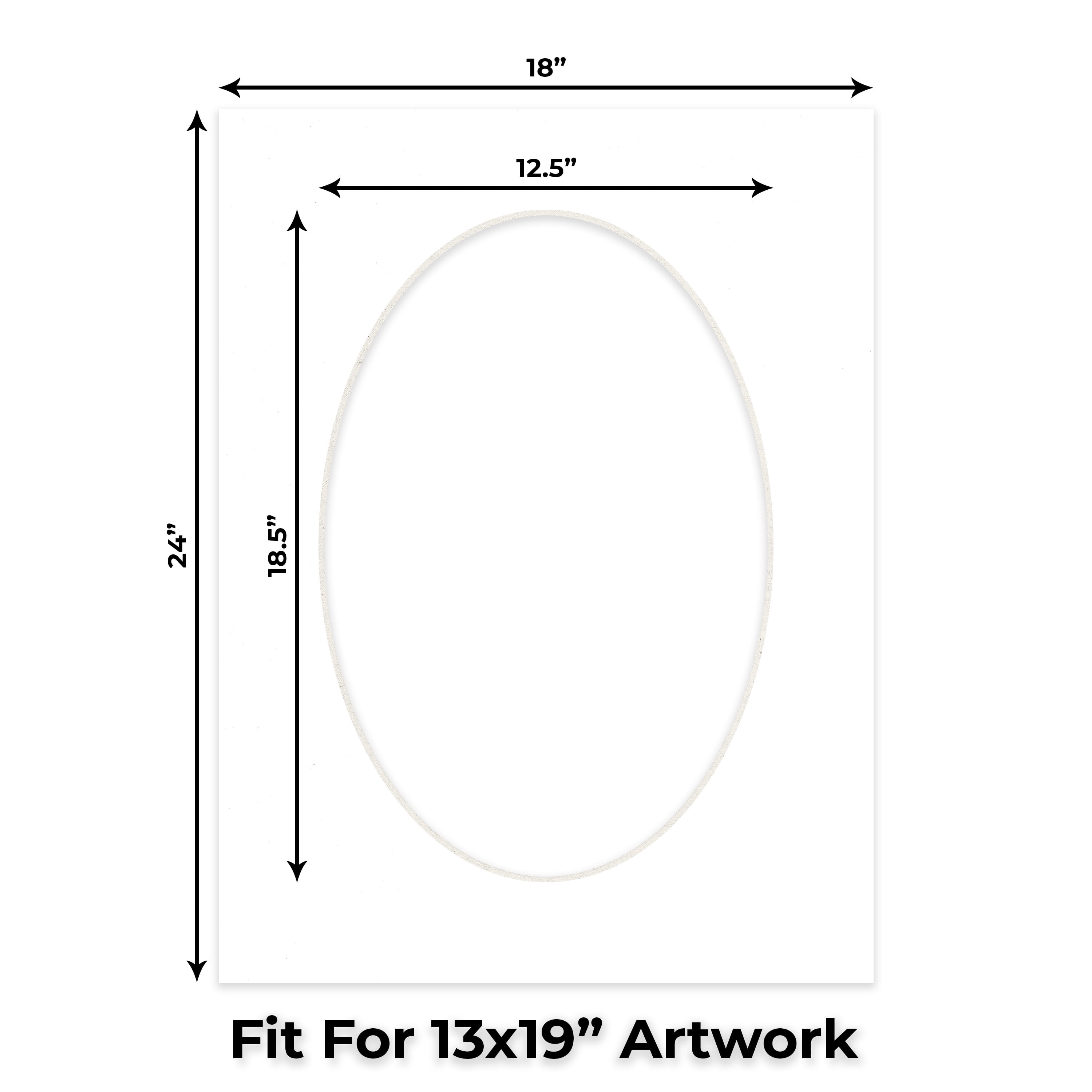 Off White Pebble Picture Frame Mat for 18x24 Frames - Oval Opening for 13x19 Photos - 10 Mats