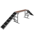 thumbnail image 1 of Dog Agility Training Ramp with Safety Bars, Non-Slip Fir Wood Pet Incline for Outdoor Backyard Use, 128" L x 21.7" W x 23.6" H, Gray Training Equipment for Dogs up to 88 lbs, 1 of 7