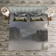 thumbnail image 3 of Ambesonne America Quilted Bedspread Set 3 Pcs, Valley Yosemite in Fall, King Size, Green Grey, 3 of 3