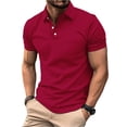 thumbnail image 2 of Qwertyu Men Short Sleeve Polo Shirts for Men Golf Shirts with Pocket Casual Work Athletic Collared T-Shirts Wine 3XL, 2 of 3