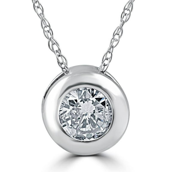 Pompeii 14K White Gold 1/2ct Round Solitaire Diamond Solitaire Bezel Pendant (G/H,I1)
