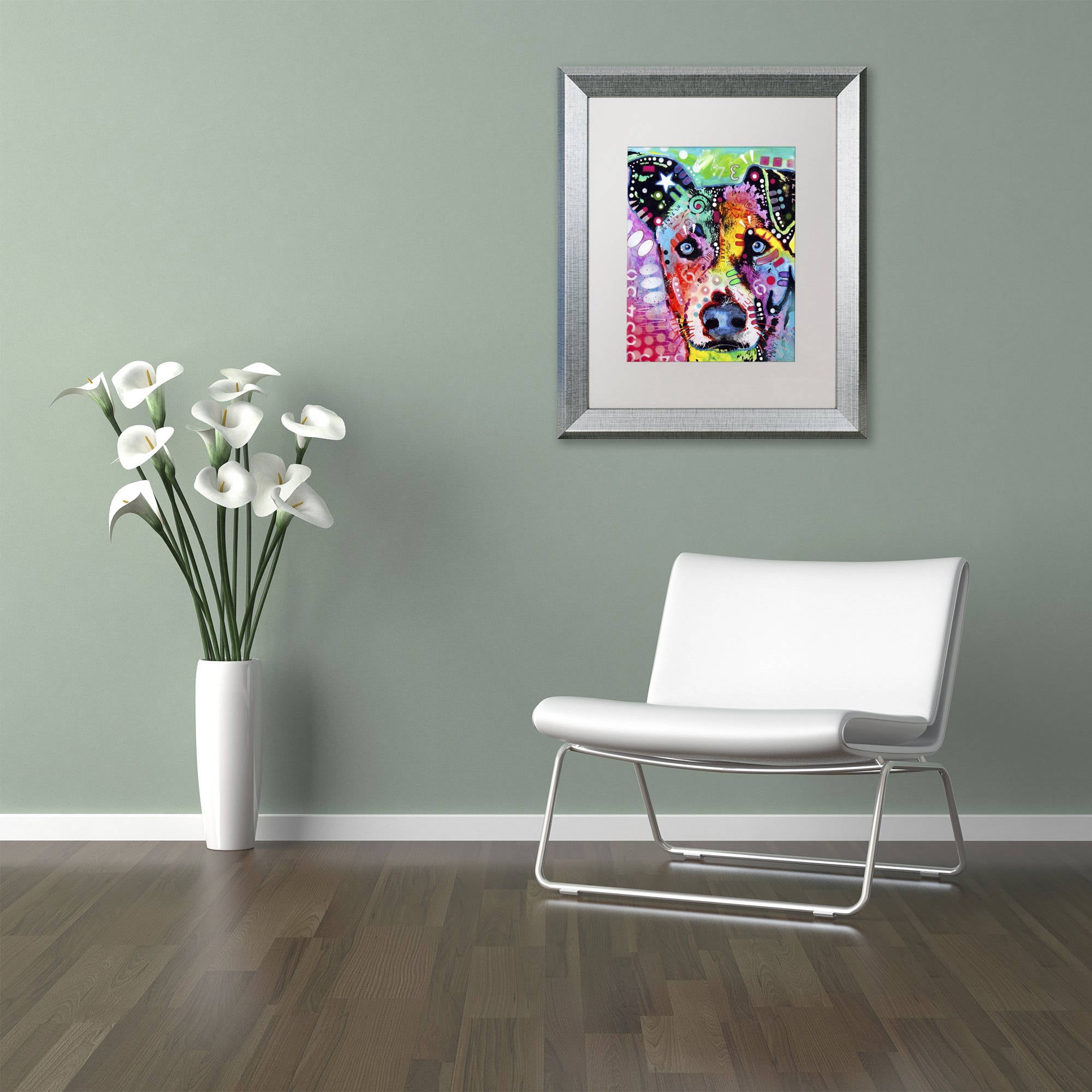 Trademark Fine Art "Flipped" Canvas Art by Dean Russo, White Matte, Silver Frame