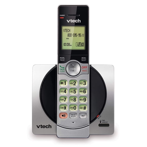 VTech DECT 6.0 Single Handset Cordless Phone with CID, Backlit Keypad and Screen, Full Duplex Handset Speakerphone, and Call Block Silver/Black - CS6