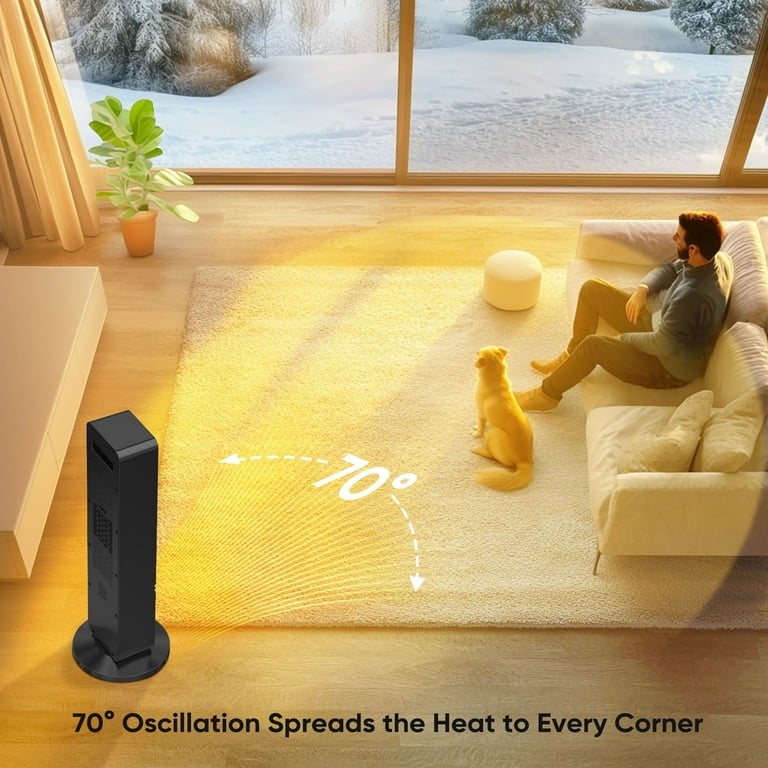 EDX Electric Heaters, Oscillating Ceramic Heater with Remote, 4