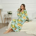thumbnail image 3 of SEANATIVE Women's Nightshirt with Button Front Cozy Long Sleeve Pajama Dress Full-Length Pjs Nightgown House Coat for Lounge Sleep Home, 2XL, Lemon Flower Strawberry, 3 of 7