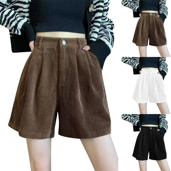 Women's Corduroy A-Line Shorts Comfortable Relaxed Fit for Boots and Casual Winter Wear