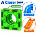 Magnetic Tile Ball Run Building Set, 46 Pieces with Tubes, Curved ...