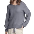 thumbnail image 2 of PEONAVET Chandail Col Roulé Femme Blouses Décontractées à Blocs de Couleur Manches Longues Col Rond Haut/chemises, 2 of 3