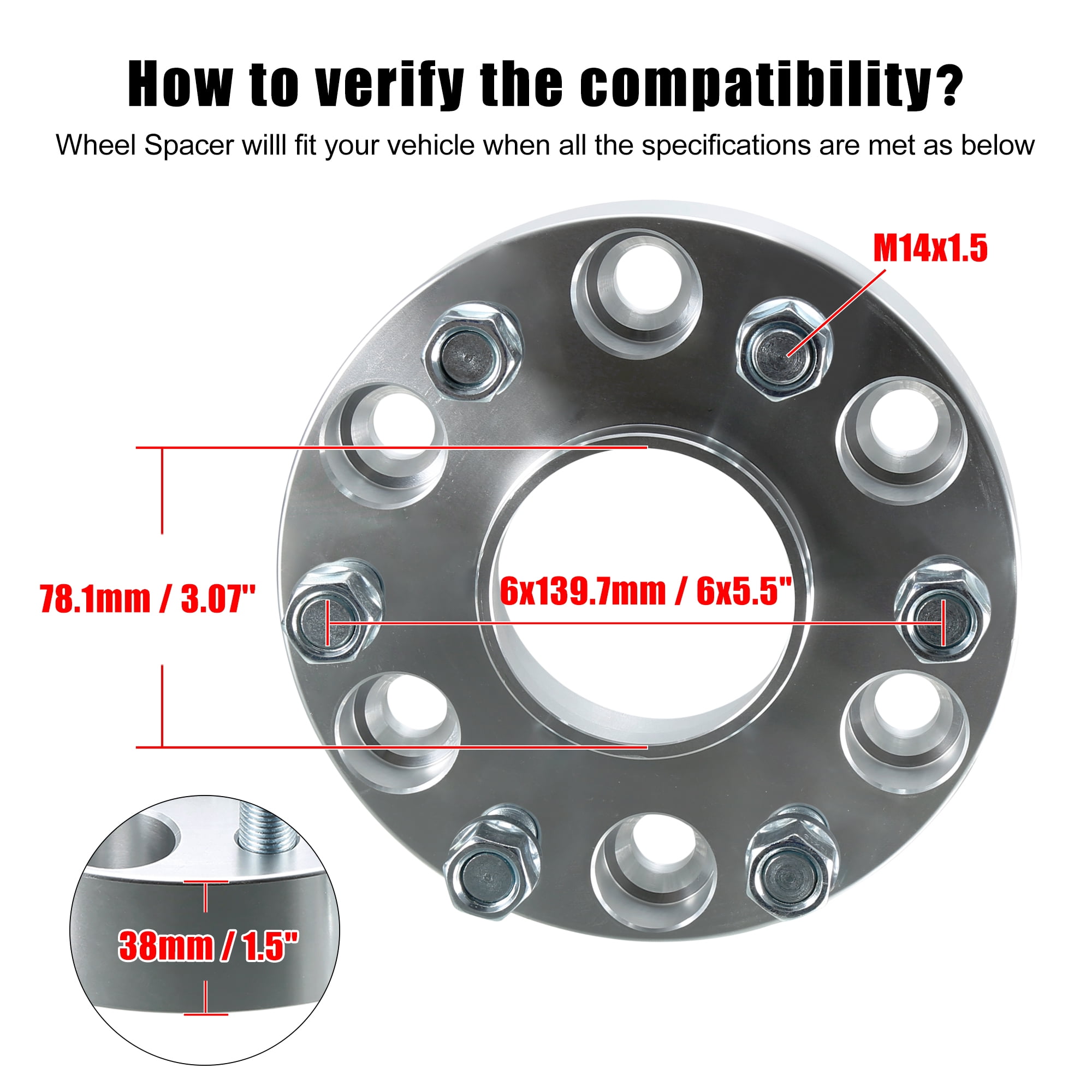 Unique Bargains 4pcs 6x5.5" 1.5" Thickness Wheel Spacer Adapter for Cadillac for Chevrolet