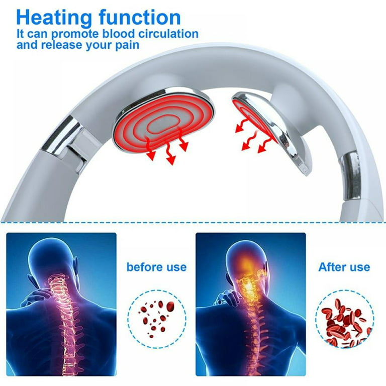 Neck Massager with Heat, Pain Relief, Cordless Intelligent Neck  Massager, Portable Deep Tissue Trigger Point Massager, Gifts for Women Men,  Home, Outdoor, Office use-White : Health & Household