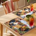 thumbnail image 4 of Yellow Retro Rooster Placemats Set of 4 Elegant Spring Floral Animals Place Mats Indoor Wipeable Table Mats Washable Cloth Dining Table Placemats for Kitchen Holiday Party Home Decor 13x19 Inch, 4 of 9
