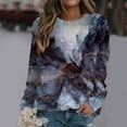 thumbnail image 2 of iOPQO hoodies for women Womens Daily Print O Neck Sweatshirt Round Neck Fit Pullover Tops Casual Long Sleeve Workout Shirts Casual Loose Louse Women's Hoodless Sweatshirt Navy XXL, 2 of 5