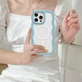 thumbnail image 3 of Magnetic Case Candy Wave Frame Case for iPhone 15 Pro Max 6.7 inch, Cute Curvy Case Compatible with Magsafe Shockproof Cover Non-Yellowing Clear Case Slim Fit Case for Women Girl-Sierra Blue, 3 of 12