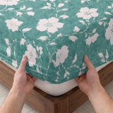 Service Spring Sheet Full Size Fitted Sheet Set - Turquoise Spring Floral 3 Piece Bedding ...