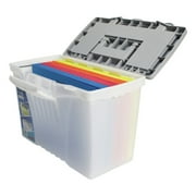 Storex Portable File Box - 12 Height X 14.5 Width X 10.5 Depth External Dimensions - Plastic - Clear, Silver - File (61511U01C)