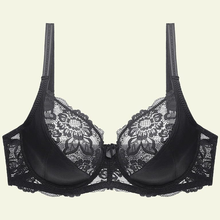 Women'S Sexy Lace Push Up Plus Size Bra Underwire Unlined Full-Coverage  T-Shirt Bra For Everyday Comfortable Bra See Through Sexy Minimizer Bra  Wireless T-Shirt Bra For Women 