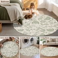 thumbnail image 6 of Farmhouse Sage Green Floral Washable Round Area Rug 3 ft, Linen Boho Paisley Flower Rustic , Soft Non Slip Rugs Stain Repellent Indoor Felt Carpet for Living Dining Room Bedroom Home Office, 6 of 9