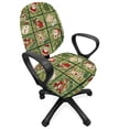 thumbnail image 1 of Christmas Office Chair Slipcover, Cartoon Santa Claus Trees Teddy Bears Candies Sketchy Design Print, Protective Stretch Decorative Fabric Cover, Standard Size, Olive Green White, by Ambesonne, 1 of 5