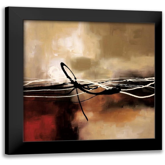 Maitland, Laurie 12x12 Black Modern Framed Museum Art Print Titled - Symphony in Red and Khaki II