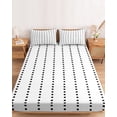 thumbnail image 2 of Twin XL Size Fitted Sheet Set - Black Stripes 2 Piece Bedding Sets 16" Deep Pocket Fitted Sheet with 1 Pillowcases, Geometric Polka Dots Abstract Modern Art Brushed Microfiber Hotel Luxury Bed Sheets, 2 of 9