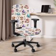 thumbnail image 6 of CHAQLIN Cute Watercolor Mushroom Rotating Chair Slipcover with Polyester Fabric, Set of 2 Removable Covers for High Back Computer Office Chair, 6 of 8