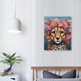 thumbnail image 3 of Nawypu Floral Crown Cheetah Canvas Poster Painting Wall Art, Cheetah Picture Artwork Framed Print Ready to Hang for Home Living Room Bathroom Wall Decor, 3 of 4