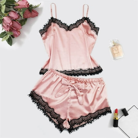 

Bessbest New Intimates Shorts Cool Satin Silk Cami Nightwear Pajamas Set For Women Lightweight Womens Pajamas