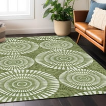 Addison Rugs Chantille Indoor/Outdoor Transitional Circles Green Washable Rectangle Rug, 3' x 5'