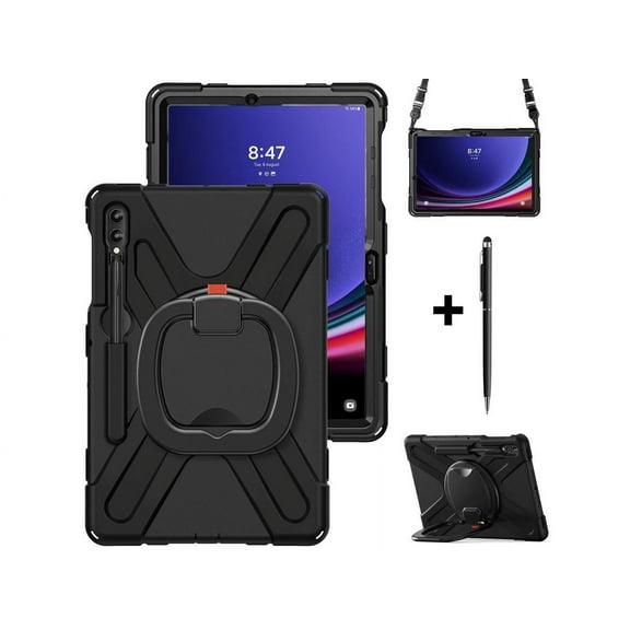 Case for Samsung Galaxy Tab S9 Plus 2023 / S8 Plus 2022 / S7 FE 2021 / S7 Plus 2020 12.4 inch Protective Shockproof Cover with 360 Degree Rotating Kickstand, Hand/Shoulder Strap