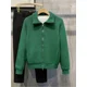 thumbnail image 2 of Ropa de hombre Cárdigan con cuello y cremallera Suéter de punto para hombre Color sólido Verde liso con cremallera Coreano Otoño 2024 Elegante Caliente Viejo X, 2 of 5