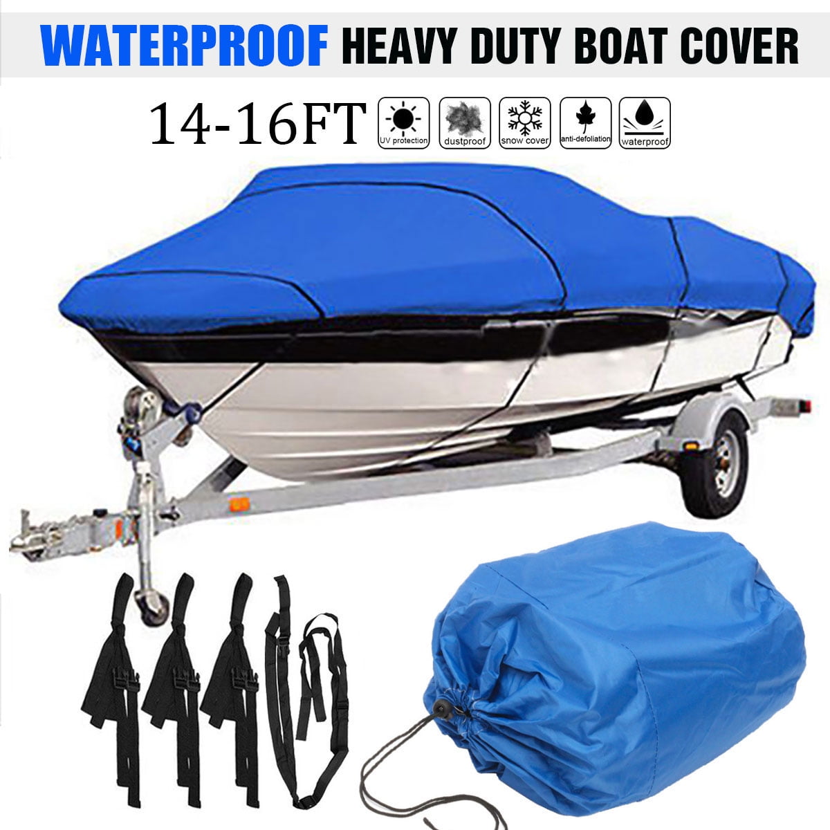 17-19ft Heavy Duty Boat Cover Marine Trailable Speedboat Fish Ski V-Hull Dinghy 