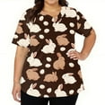 thumbnail image 3 of LTTVQM Womens Easter Scrub Tops Rabbits Eggs Print Funny Short Sleeve Scrub Tops Loose Fit V Neck Fashion Tops with Pockets Brown L, 3 of 5