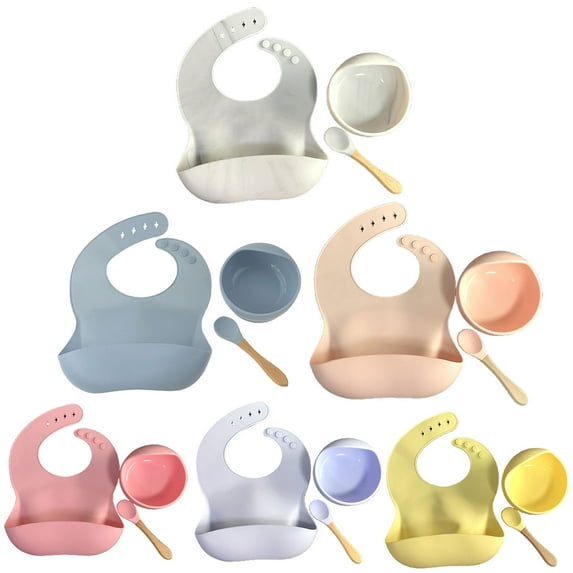 SPRING PARK 1 Set Silicone Baby Bibs, BPA Free Waterproof Soft Durable Adjustable Silicone Bibs for Babies & Toddlers