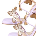thumbnail image 3 of Sandalias de tacón con correa en el tobillo para mujer, puntera abierta con mariposa, tacones altos ajustables elegantes con tiras, color morado, 3 of 8