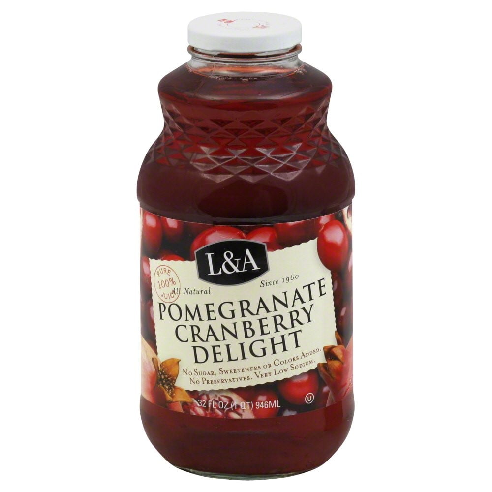 L & A All Natural Juice, Pomegranate Cranberry Delight, 32 Fl Oz, 1 Ct