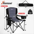 thumbnail image 3 of Romswi Oversized Folding Camping Chair, 450lbs Heavy-Duty Portable Outdoor Chair with Padded Back, Adjustable Armrest, Cooler Bag, Side Pockets, Foldable Fishing Lawn Chair for Camping, 2 Pack, Black, 3 of 7