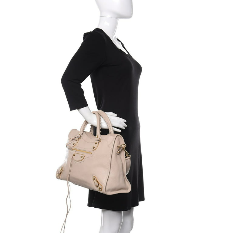 Balenciaga City Praline Beige Shiny Goat Leather Shoulder Bag