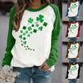 thumbnail image 5 of St. Patrick's Day Shirts for Women Crew Neck Casual Long Sleeve Patchwork Funny Printed Pullover Tops Sweatshirts(Green,XL), 5 of 5