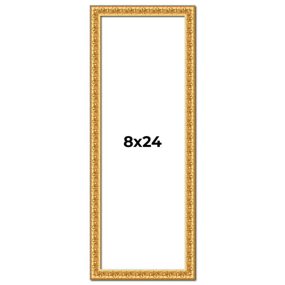 8x24 Frame Gold Real Wood Picture Frame Width 1 inches | Interior Frame Depth 0.5 inches | Edwina