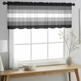 thumbnail image 2 of Black White Ombre Valance Curtains for Kitchen/Living Room/Bathroom/Bedroom Window, Rod Pocket Small Topper Half Short Window Curtains Voile Sheer Scarf, Gradient Black Woods Farmhouse 42"x18", 2 of 8