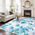 thumbnail image 2 of Spring Flowers Area Rugs 5'x7', Washable Small Throw Rugs for Laundry Room Playroom, Blue Botanical Watercolor Wildflowers Indoor Outdoor Rug Non-Slip Low Pile Carpet Runner Reversible Floor Mats, 2 of 8