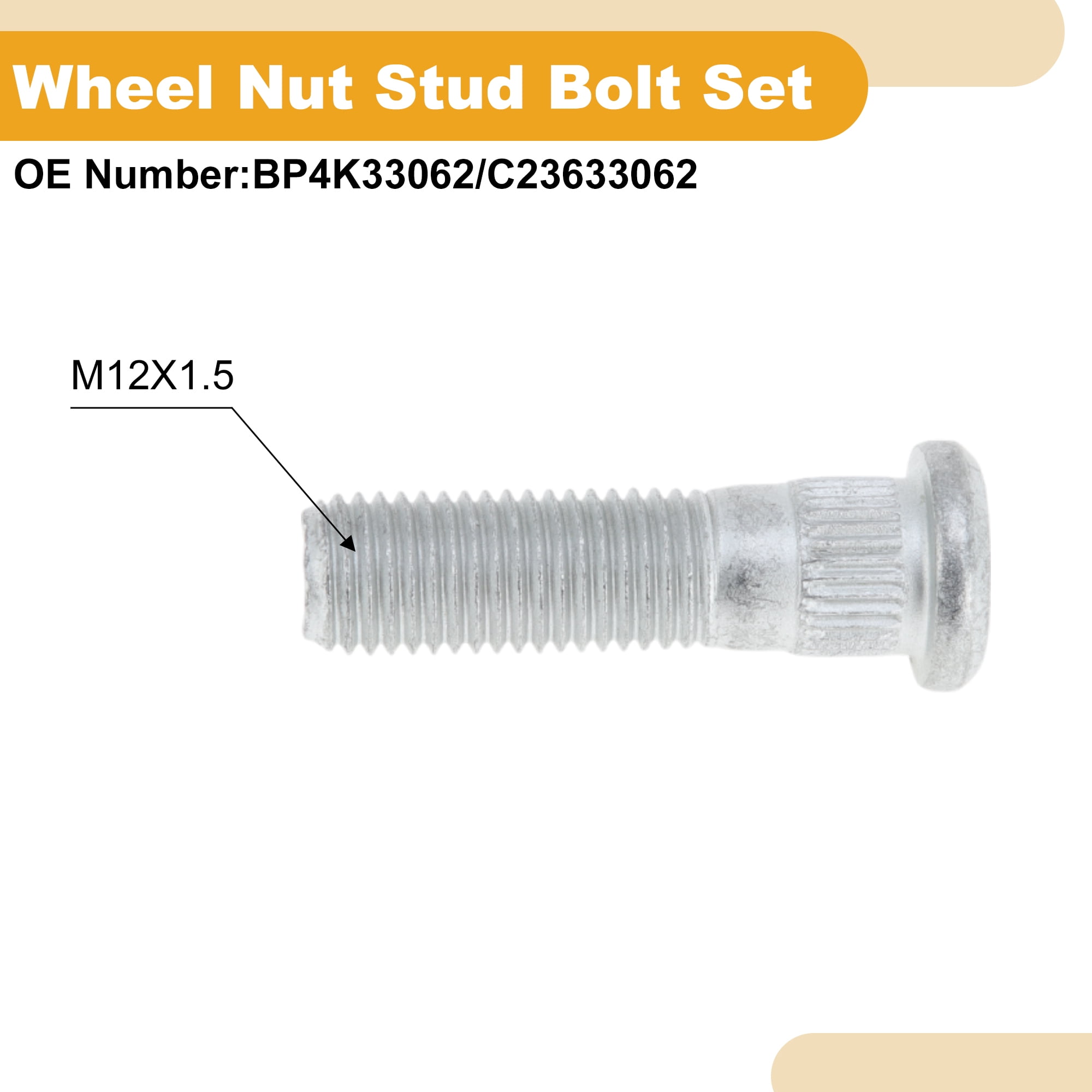 Unique Bargains 10 Pcs M12x1.5 Wheel Lug Stud for Mazda3 2008-2012 Front Rear Bolt Set