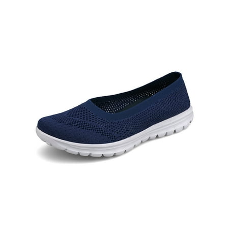

Tenmix Womens Sneakers Slip On Flats Non-Slip Casual Shoes Comfort Walking Shoe Sports Lightweight Breathable Sock Sneaker Dark Blue 8