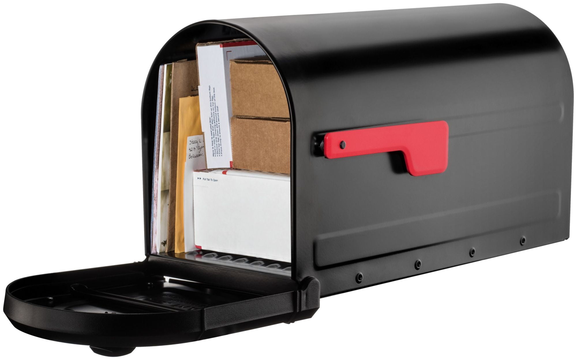 Architectural Mailboxes Roxbury™ Heavy duty Steel Metal Post Mounted Mail Box for outside, Black, Large Curbside Mailbox with Magnetic Latch