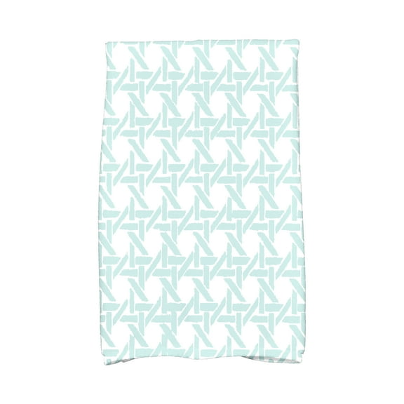 Simply Daisy, 16 x 25 inch, Rattan Geometric, Geometric Print Kitchen Towel, Pale Blue