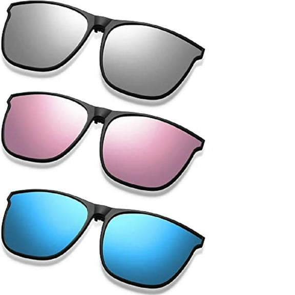 3 Pair Polarized Clip on Sunglasses Anti-glare TR90 Frame Flip Up Driving Clip on Glasses for Women and Men