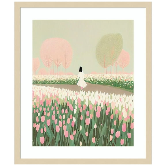 Amanti Art Strolling Through the Tulips Wood Framed Wall Art Print