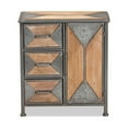 thumbnail image 3 of Baxton Studio Laurel Rustic Industrial Antique Grey Finished Metal and Whitewashed Oak Brown Finished Wood 3-Drawer Accent Storage Cabinet, 3 of 6