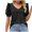 Black-07, variant on Mittory Womens Summer Tops Puff Short Sleeve V Neck T Shirts Loose Casual Tshirts