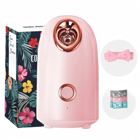Lefinee Warm Mist Facial Steamer, 140ml Water Tank Face Steamer with 30s Quick Heating, Auto Shut-Off Home Facial Care Device, Pink